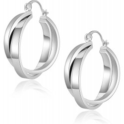 Double Hoops Twisted Earrings, Hypoallergenic Lightweight Earrings for Women Double Hoops Twisted Earrings, Hypoallergenic Lightweight Earrings for Women