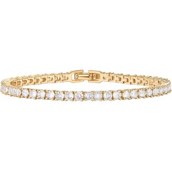 14K Gold Plated 4mm Cubic Zirconia Classic Tennis Bracelet Gold Bracelets for Women Size 6.5-7.5 Inch 14K Gold Plated 4mm Cubic Zirconia Classic Tennis Bracelet Gold Bracelets for Women Size 6.5-7.5 Inch