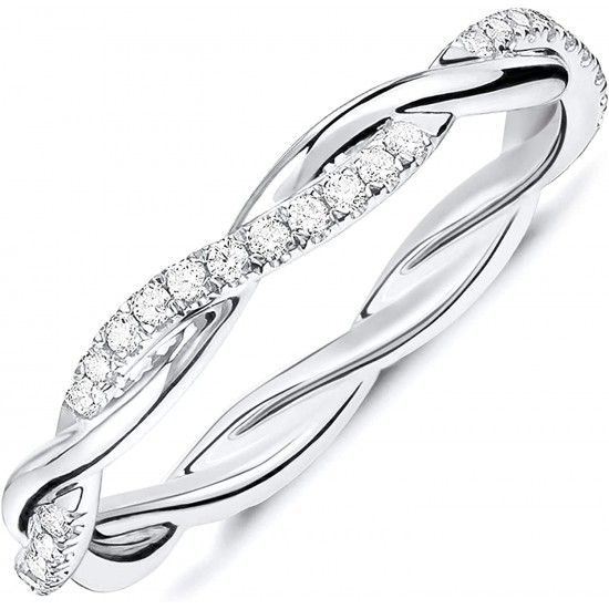 Cubic Zirconia Twisted Rope Eternity Band Ring for Women