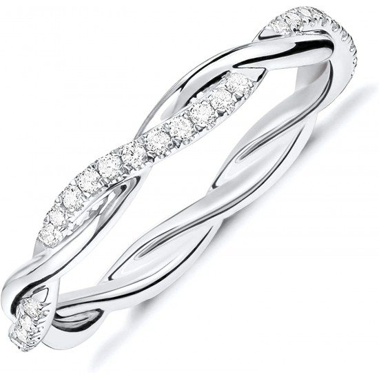Cubic Zirconia Twisted Rope Eternity Band Ring for Women