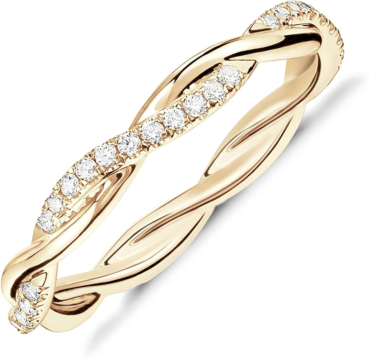 Cubic Zirconia Twisted Rope Eternity Band Ring for