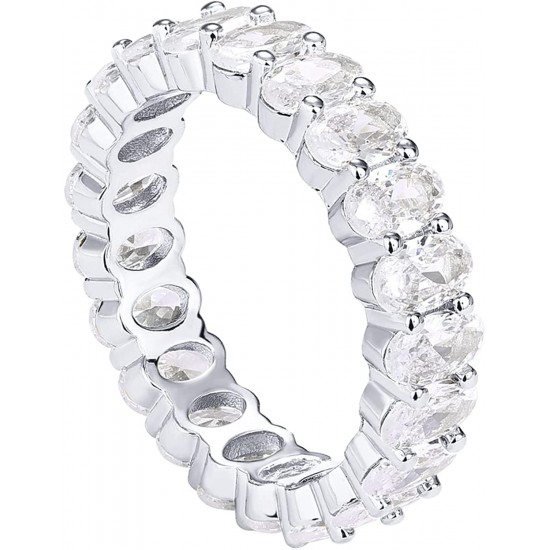 Oval Cubic Zirconia Love Ring Eternity Ring 5mm Stackable Rings for Women