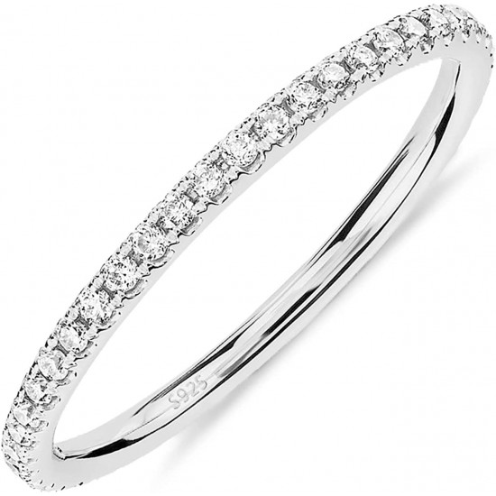 Stainless Steel Ring CZ Simulated Diamond Stackable Ring Eternity Bands for Women