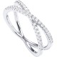 S925 Sterling Siver X Ring Simulated Diamond CZ Criss Cross Ring for Women