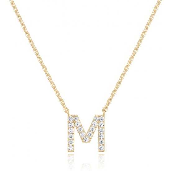 14K Gold Plated Cubic Zirconia Initial Necklace | Letter Dainty Necklaces for Women 14K Gold Plated Cubic Zirconia Initial Necklace | Letter Dainty Necklaces for Women