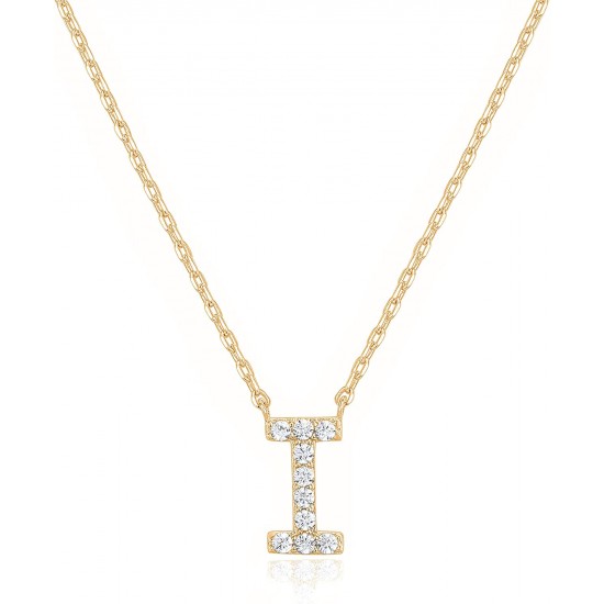 14K Gold Plated Cubic Zirconia Initial Necklace | Letter Dainty Necklaces for Women 14K Gold Plated Cubic Zirconia Initial Necklace | Letter Dainty Necklaces for Women