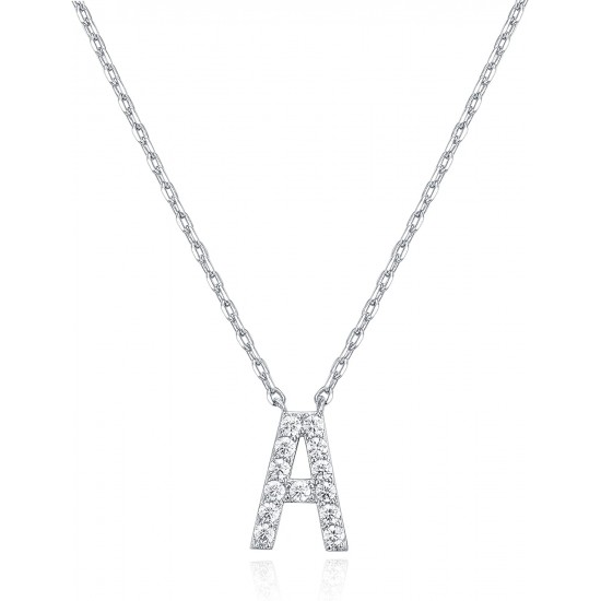 14K Gold Plated Cubic Zirconia Initial Necklace | Letter Dainty Necklaces for Women