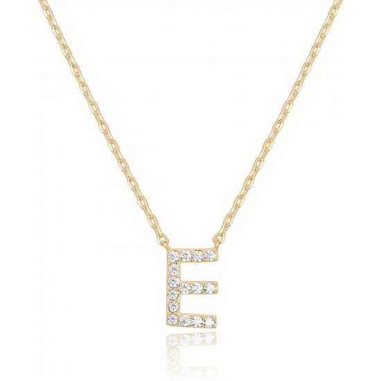 14K Gold Plated Cubic Zirconia Initial Necklace | Letter Dainty Necklaces for Women