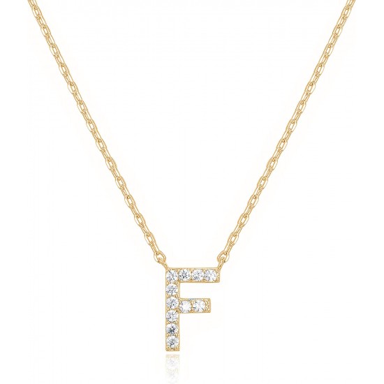 14K Gold Plated Cubic Zirconia Initial Necklace | Letter Dainty Necklaces for Women 14K Gold Plated Cubic Zirconia Initial Necklace | Letter Dainty Necklaces for Women