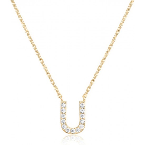14K Gold Plated Cubic Zirconia Initial Necklace | Letter Dainty Necklaces for Women 14K Gold Plated Cubic Zirconia Initial Necklace | Letter Dainty Necklaces for Women