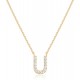 14K Gold Plated Cubic Zirconia Initial Necklace | Letter Dainty Necklaces for Women