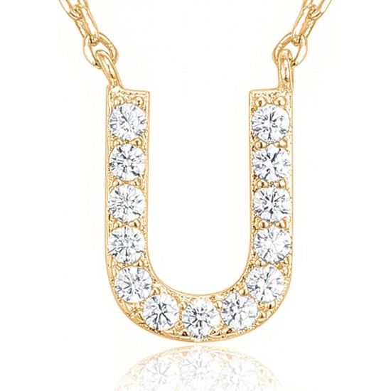 14K Gold Plated Cubic Zirconia Initial Necklace | Letter Dainty Necklaces for Women 14K Gold Plated Cubic Zirconia Initial Necklace | Letter Dainty Necklaces for Women