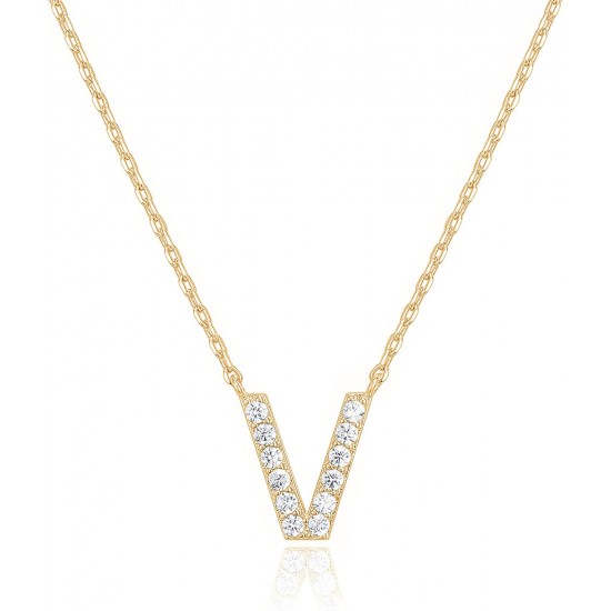 14K Gold Plated Cubic Zirconia Initial Necklace | Letter Dainty Necklaces for Women 14K Gold Plated Cubic Zirconia Initial Necklace | Letter Dainty Necklaces for Women