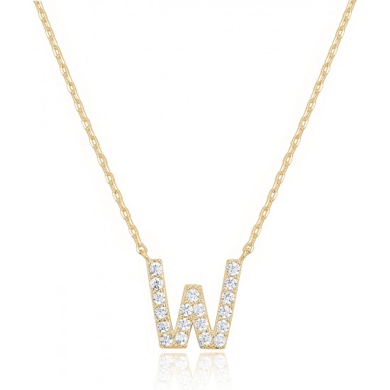 14K Gold Plated Cubic Zirconia Initial Necklace | Letter Dainty Necklaces for Women 14K Gold Plated Cubic Zirconia Initial Necklace | Letter Dainty Necklaces for Women