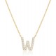 14K Gold Plated Cubic Zirconia Initial Necklace | Letter Dainty Necklaces for Women