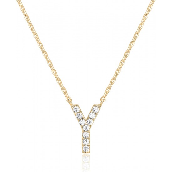 14K Gold Plated Cubic Zirconia Initial Necklace | Letter Dainty Necklaces for Women 14K Gold Plated Cubic Zirconia Initial Necklace | Letter Dainty Necklaces for Women