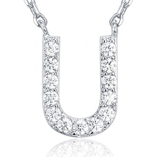 14K Gold Plated Cubic Zirconia Initial Necklace | Letter Dainty Necklaces for Women