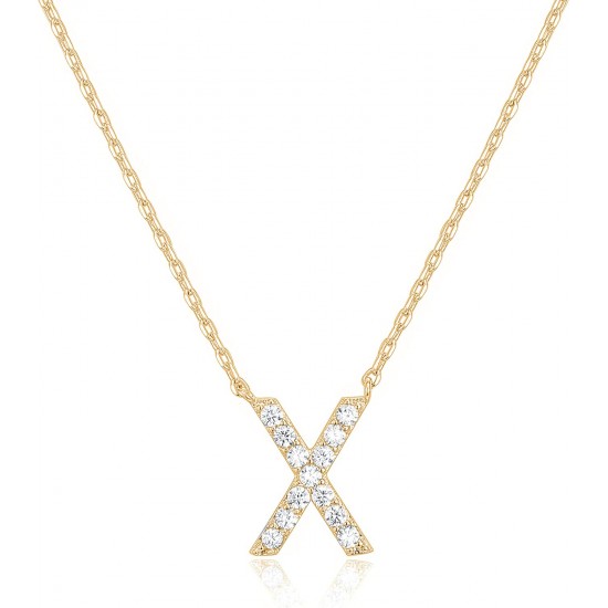 14K Gold Plated Cubic Zirconia Initial Necklace | Letter Dainty Necklaces for Women 14K Gold Plated Cubic Zirconia Initial Necklace | Letter Dainty Necklaces for Women