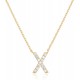 14K Gold Plated Cubic Zirconia Initial Necklace | Letter Dainty Necklaces for Women