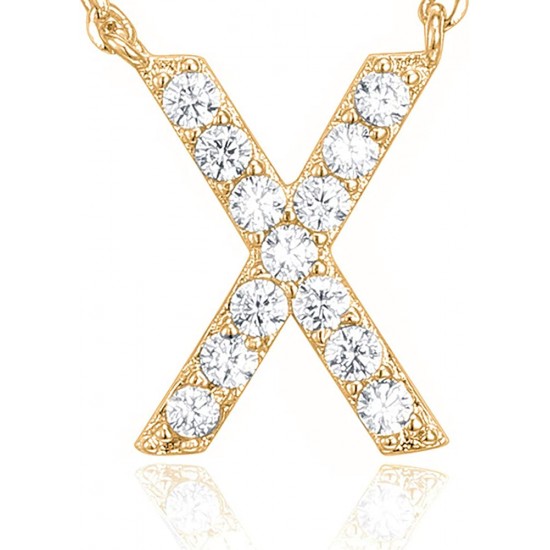 14K Gold Plated Cubic Zirconia Initial Necklace | Letter Dainty Necklaces for Women