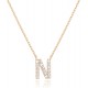 14K Gold Plated Cubic Zirconia Initial Necklace | Letter Dainty Necklaces for Women