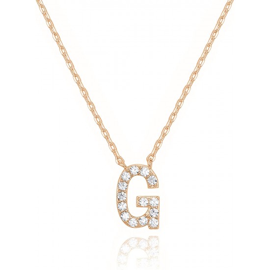 14K Gold Plated Cubic Zirconia Initial Necklace | Letter Dainty Necklaces for Women