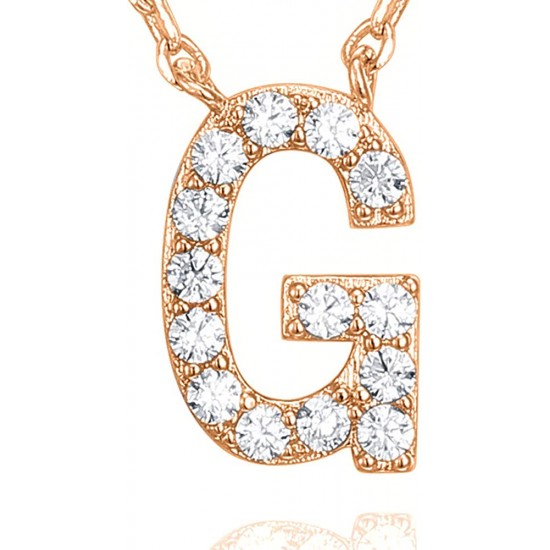 14K Gold Plated Cubic Zirconia Initial Necklace | Letter Dainty Necklaces for Women