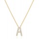 14K Gold Plated Cubic Zirconia Initial Necklace | Letter Dainty Necklaces for Women