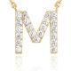 14K Gold Plated Cubic Zirconia Initial Necklace | Letter Dainty Necklaces for Women