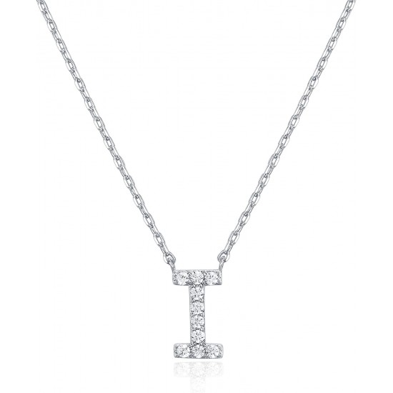 14K Gold Plated Cubic Zirconia Initial Necklace | Letter Dainty Necklaces for Women