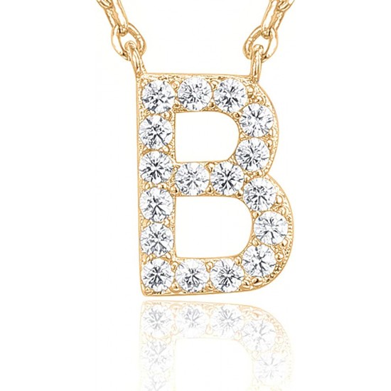 14K Gold Plated Cubic Zirconia Initial Necklace | Letter Dainty Necklaces for Women