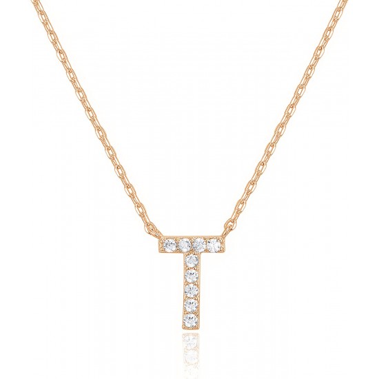 14K Gold Plated Cubic Zirconia Initial Necklace | Letter Dainty Necklaces for Women