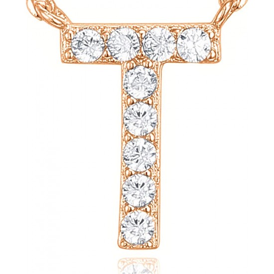 14K Gold Plated Cubic Zirconia Initial Necklace | Letter Dainty Necklaces for Women