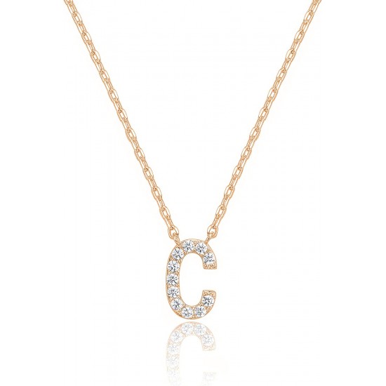 14K Gold Plated Cubic Zirconia Initial Necklace | Letter Dainty Necklaces for Women