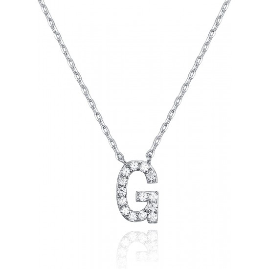 14K Gold Plated Cubic Zirconia Initial Necklace | Letter Dainty Necklaces for Women