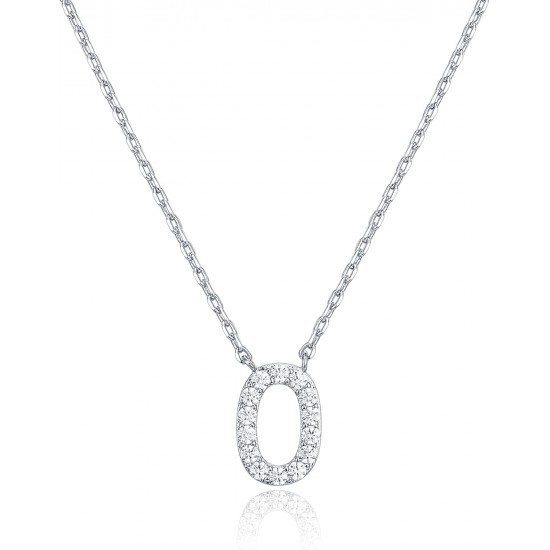 14K Gold Plated Cubic Zirconia Initial Necklace | Letter Dainty Necklaces for Women