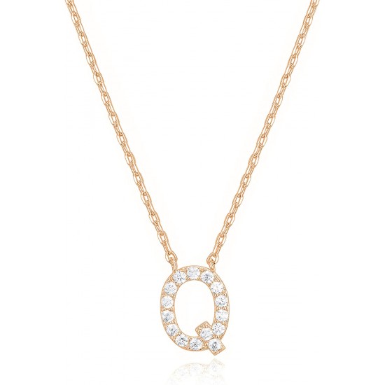 14K Gold Plated Cubic Zirconia Initial Necklace | Letter Dainty Necklaces for Women