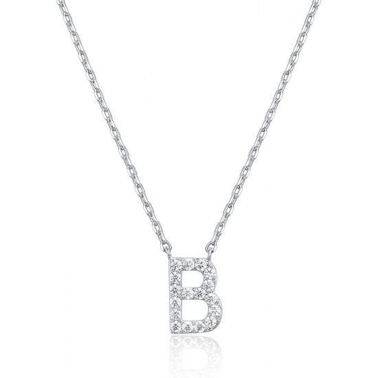 14K Gold Plated Cubic Zirconia Initial Necklace | Letter Dainty Necklaces for Women