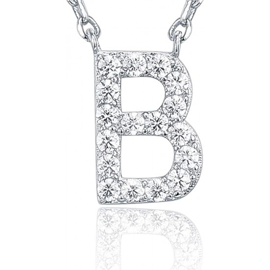 14K Gold Plated Cubic Zirconia Initial Necklace | Letter Dainty Necklaces for Women