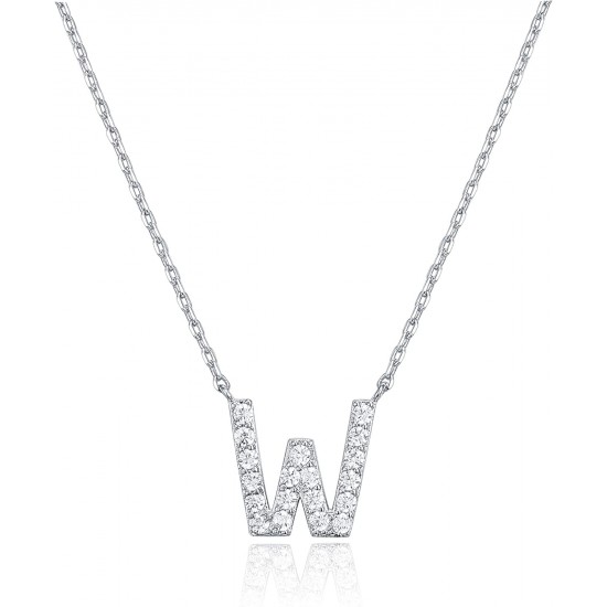 14K Gold Plated Cubic Zirconia Initial Necklace | Letter Dainty Necklaces for Women