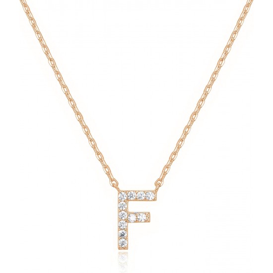 14K Gold Plated Cubic Zirconia Initial Necklace | Letter Dainty Necklaces for Women