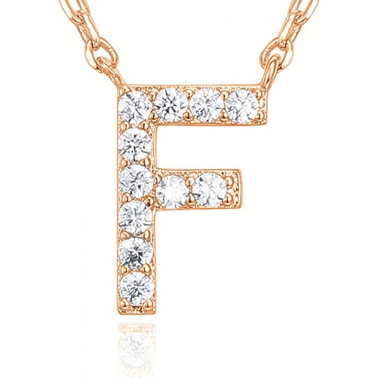 14K Gold Plated Cubic Zirconia Initial Necklace | Letter Dainty Necklaces for Women