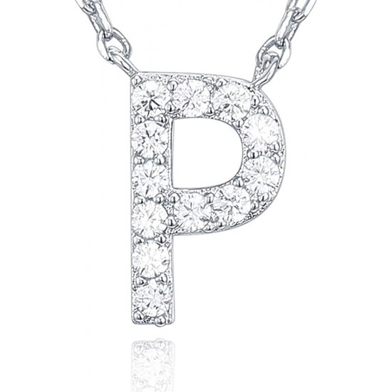 14K Gold Plated Cubic Zirconia Initial Necklace | Letter Dainty Necklaces for Women