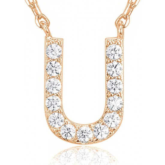 14K Gold Plated Cubic Zirconia Initial Necklace | Letter Dainty Necklaces for Women