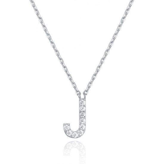 14K Gold Plated Cubic Zirconia Initial Necklace | Letter Dainty Necklaces for Women