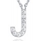 14K Gold Plated Cubic Zirconia Initial Necklace | Letter Dainty Necklaces for Women