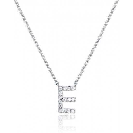 14K Gold Plated Cubic Zirconia Initial Necklace | Letter Dainty Necklaces for Women