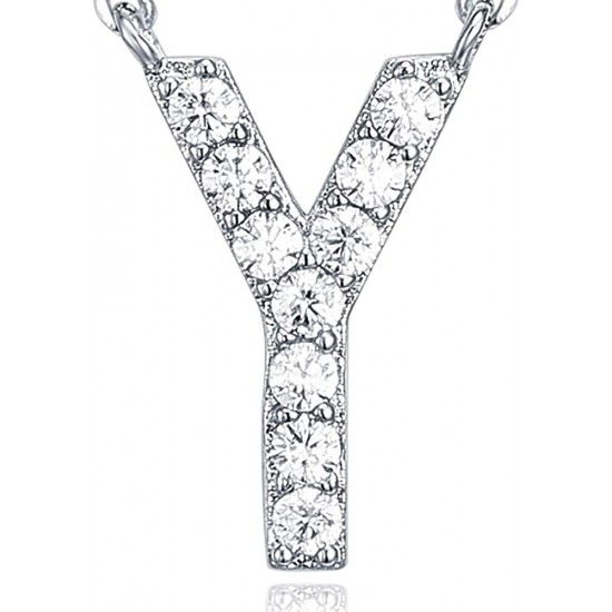 14K Gold Plated Cubic Zirconia Initial Necklace | Letter Dainty Necklaces for Women