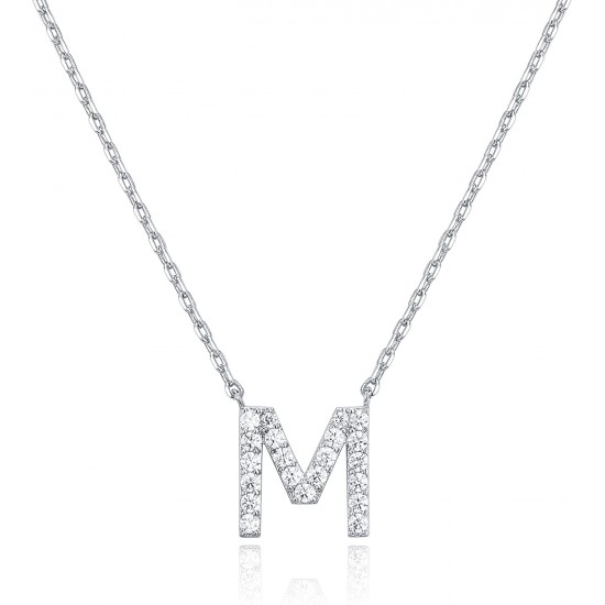 14K Gold Plated Cubic Zirconia Initial Necklace | Letter Dainty Necklaces for Women