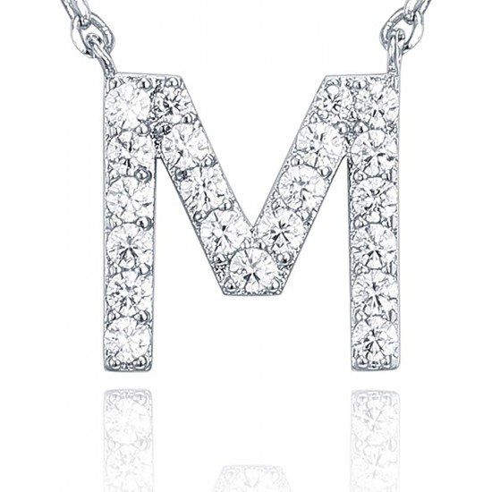 14K Gold Plated Cubic Zirconia Initial Necklace | Letter Dainty Necklaces for Women